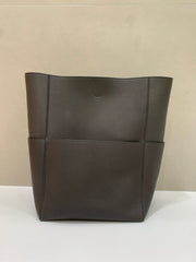 Celine gray leather pebbled leather tote bag