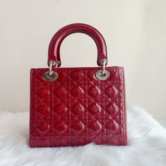 Louis vuitton red glossy patent leather fashion handbag